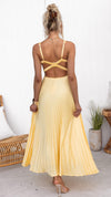 Robe Maxi Plissée Jaune